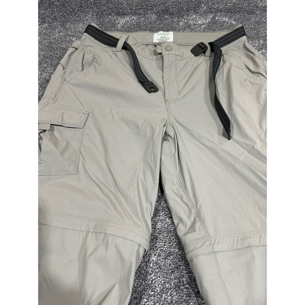 LL Bean Mens Convertible Zip Off Hiking Pants Gray Nylon Stretch Size M Reg
